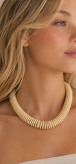 Chunky Wooden Disc Beaded Statement Necklace