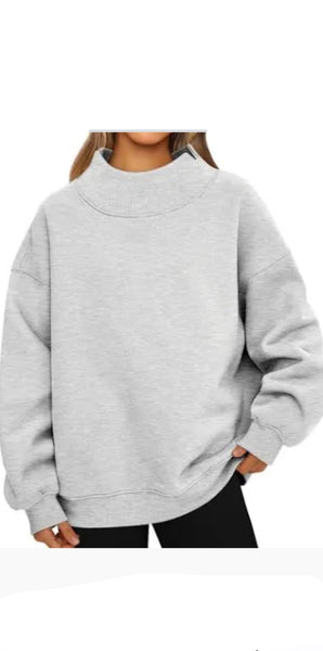 Oversized Gray Mockneck Sweatshirt