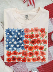 Floral Watercolor American Flag Tee