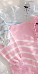 Addison Stripe Polo Sweatshirt - 2 Colors