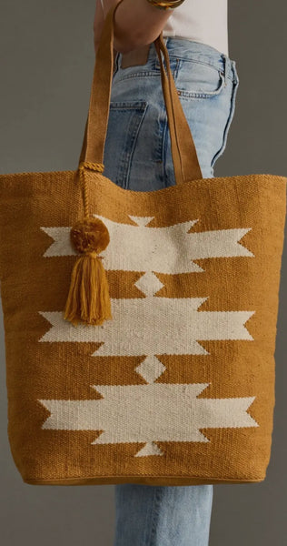 Camel and Cream Aztec Tote