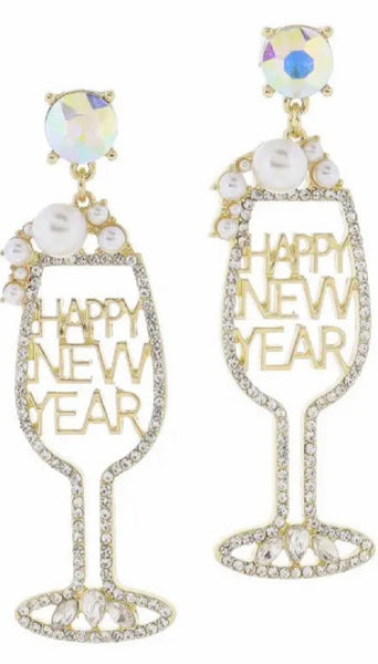Happy New Year Champagne Earrings