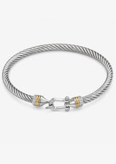 Silver Cable Bangle with Hook Clasp