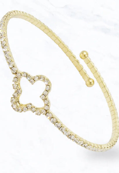Crystal Clover Rhinestone Bracelet