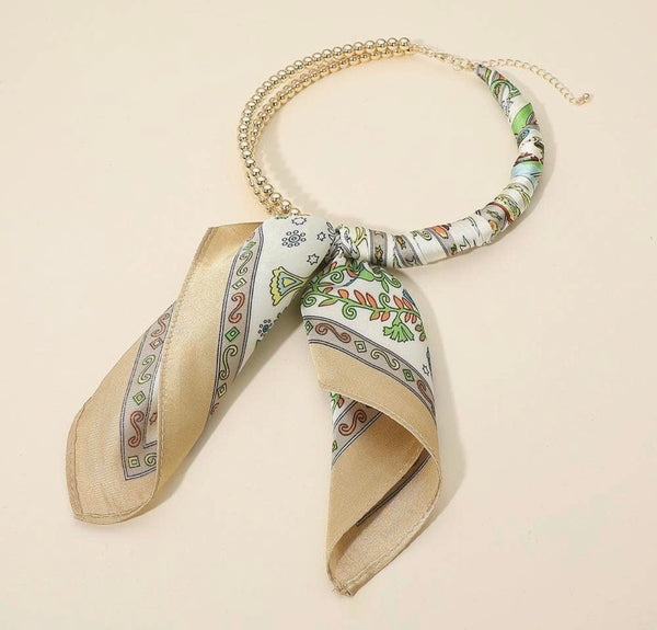 Abstract Pattern Fabric Scarf Double Bubble Chain Necklaces - 5 Patterns