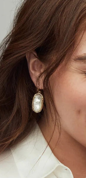 Kendra Scott Dani Bezel Drop Earrings - Gold Ivory Mother of Pearl