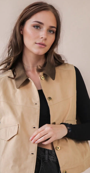 Addie Twill Vest  - 2 Colors