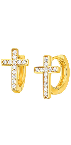 Ellie Vail Ridge Cross Huggie Hoop Earring