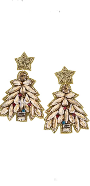 Champagne Christmas Tree Earrings