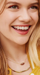 Kendra Scott Football Gold Short Pendant Necklace in Orange Goldstone