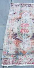 Vintage Turkish Antique Wool Roses Oushak Rug