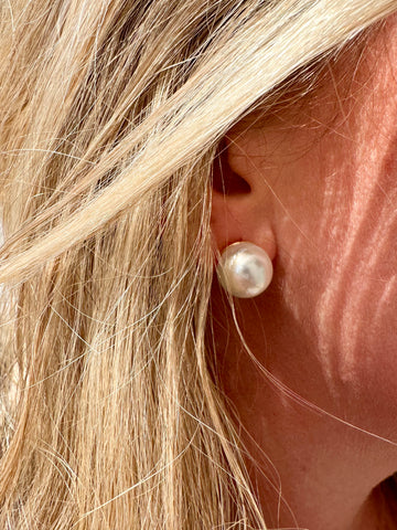 Gold Bow Pearl Earrings