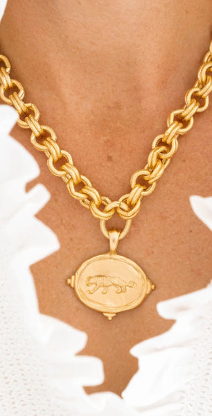 Gold Tiger Italian Intaglio Necklace