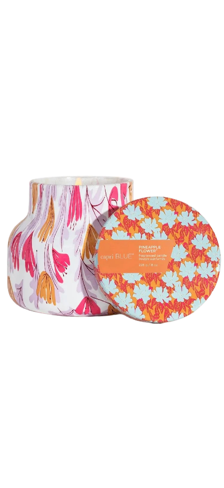 Capri Blue Pineapple Flower Pattern Play Petite Candle