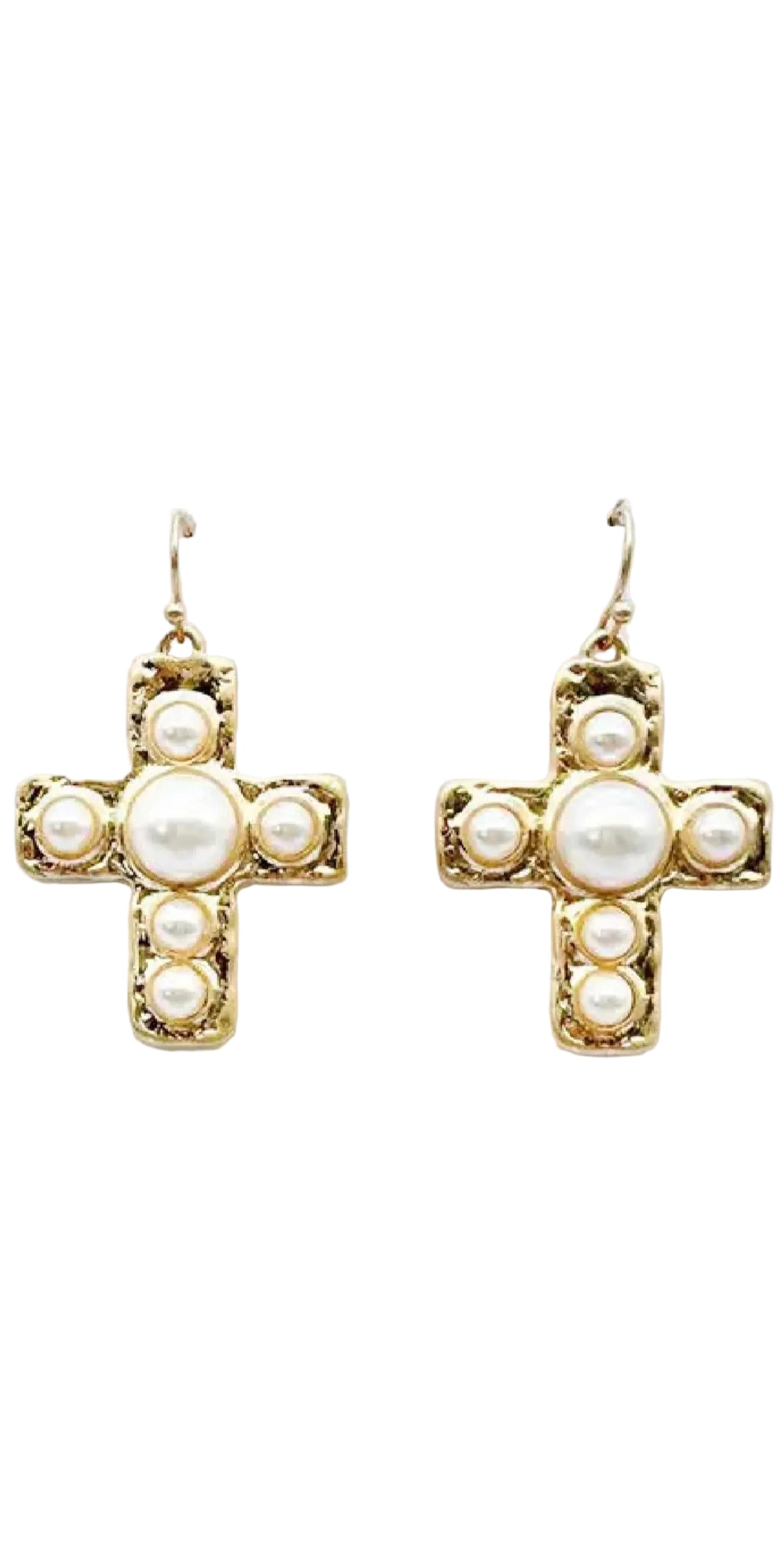 Fiona Pearl Cross Earrings