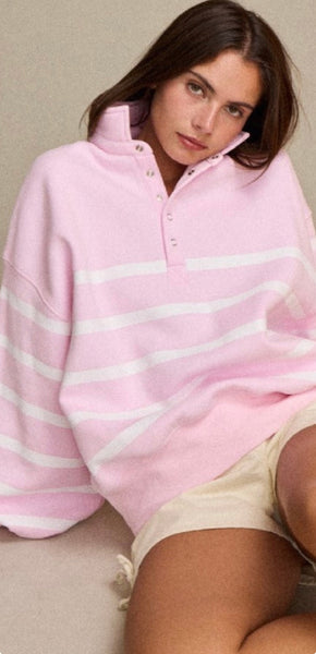 Addison Stripe Polo Sweatshirt - 2 Colors