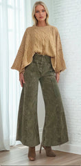 Distressed Corduroy Culotte Pants - 3 Colors