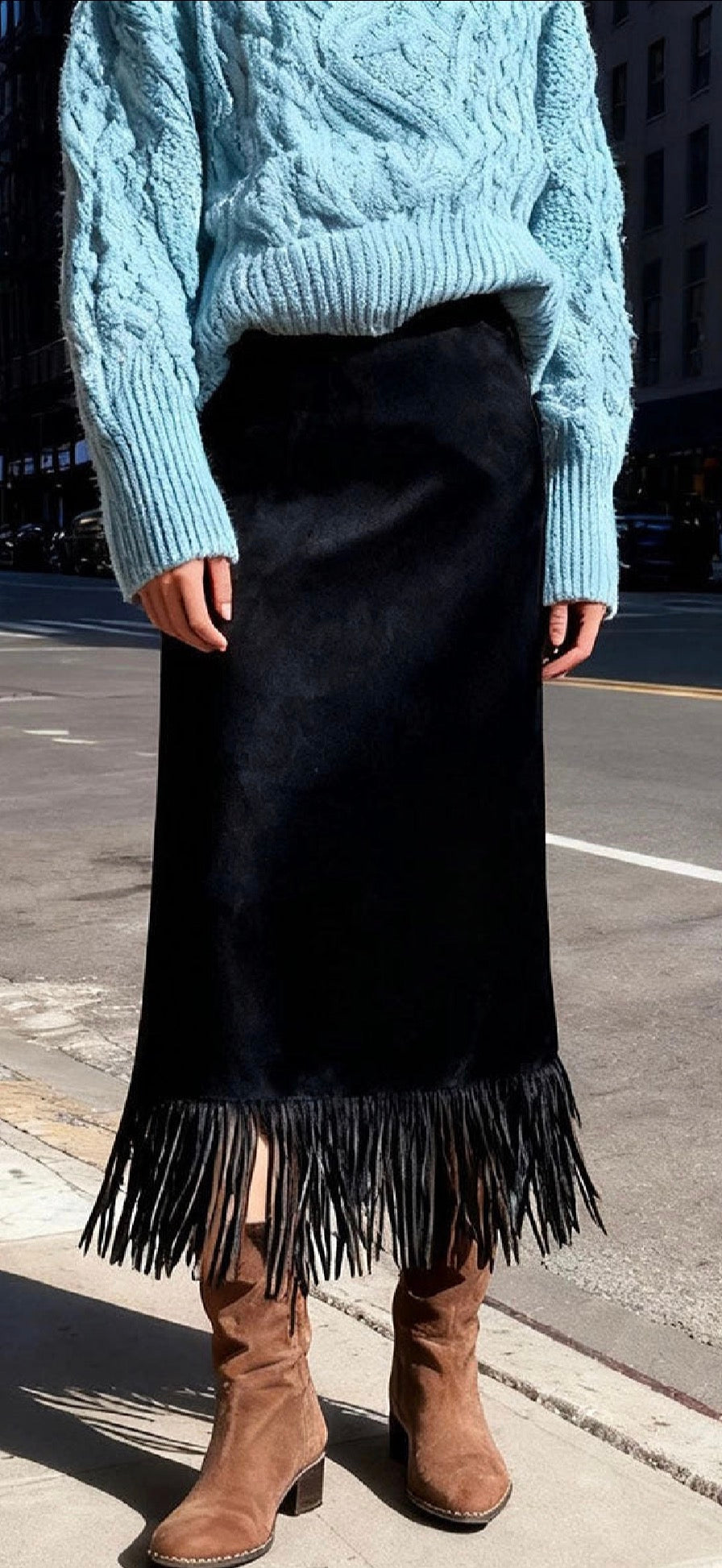 Faux Suede Fringe Skirt - 3 Colors
