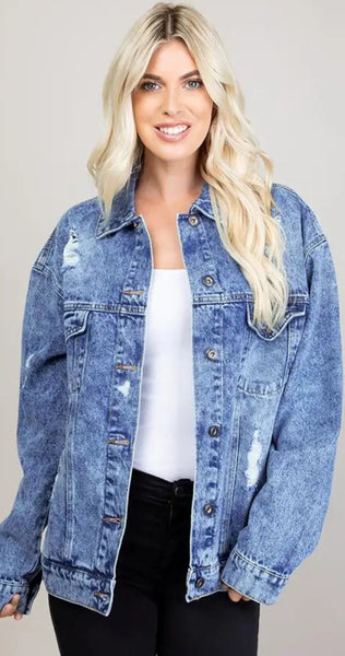 Hannah Oversized Destroyed Denim Jacket