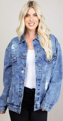 Hannah Oversized Destroyed Denim Jacket