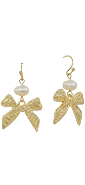Bow with Pearl Earrings