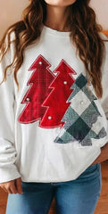 Plaid Patch Christmas Tree Sweatshirt