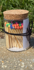 Cork Topped Multi-colored Matches in Glass Jar