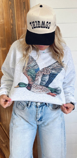 Faux Bedazzled Duck Sweatshirt