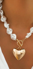 Pearl Heart Toggle Necklace
