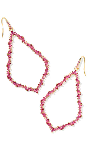 Kendra Scott Sophee Gold Crystal Open Frame Earrings - Pink Crystal