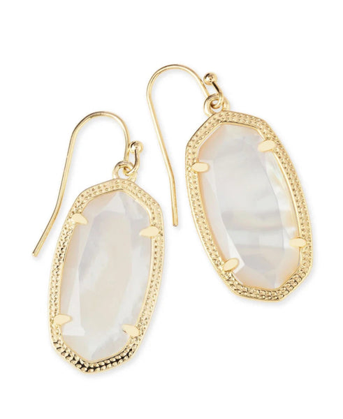 Kendra Scott Dani Bezel Drop Earrings - Gold Ivory Mother of Pearl