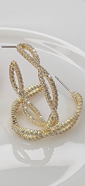 Braided CZ Hoop Earrings