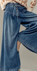 Guiness Pleated Denim Wide Leg Pants