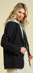 Classic Tailored Blazer with Attached Sweatshirt Hoodie
