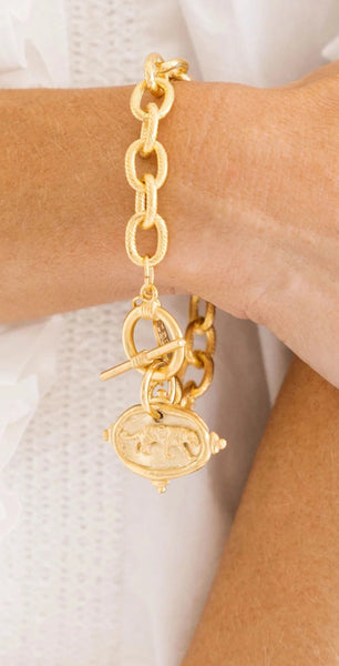 Gold Tiger Italian Intaglio Bracelet