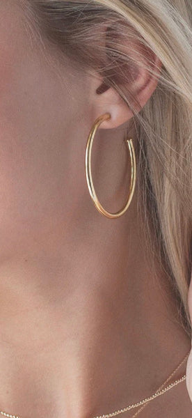 Enewton round gold 2" post hoop - 3mm - smooth