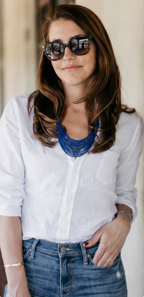 Cobalt Leatherette Necklace