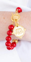 Elephant Intaglio Red Coral Bracelet