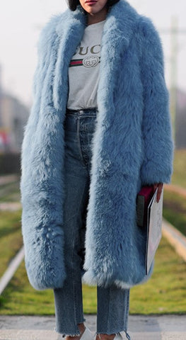 Briley Fluffy Faux Fur Long Jacket Trench Coat