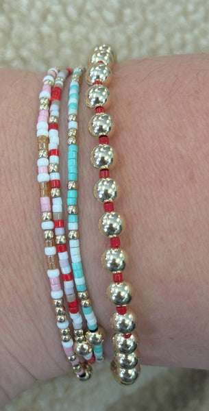 enewton Gameday Hope Grateful 5mm Bead Bracelet - Bright Red