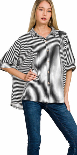 Lexi Oversized Stripe Buttondown - 3 Colors