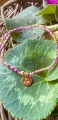 enewton 5.5" egirl Hope Unwritten Bracelet - Back To The Fuchsia - be you. Small Gold Disc