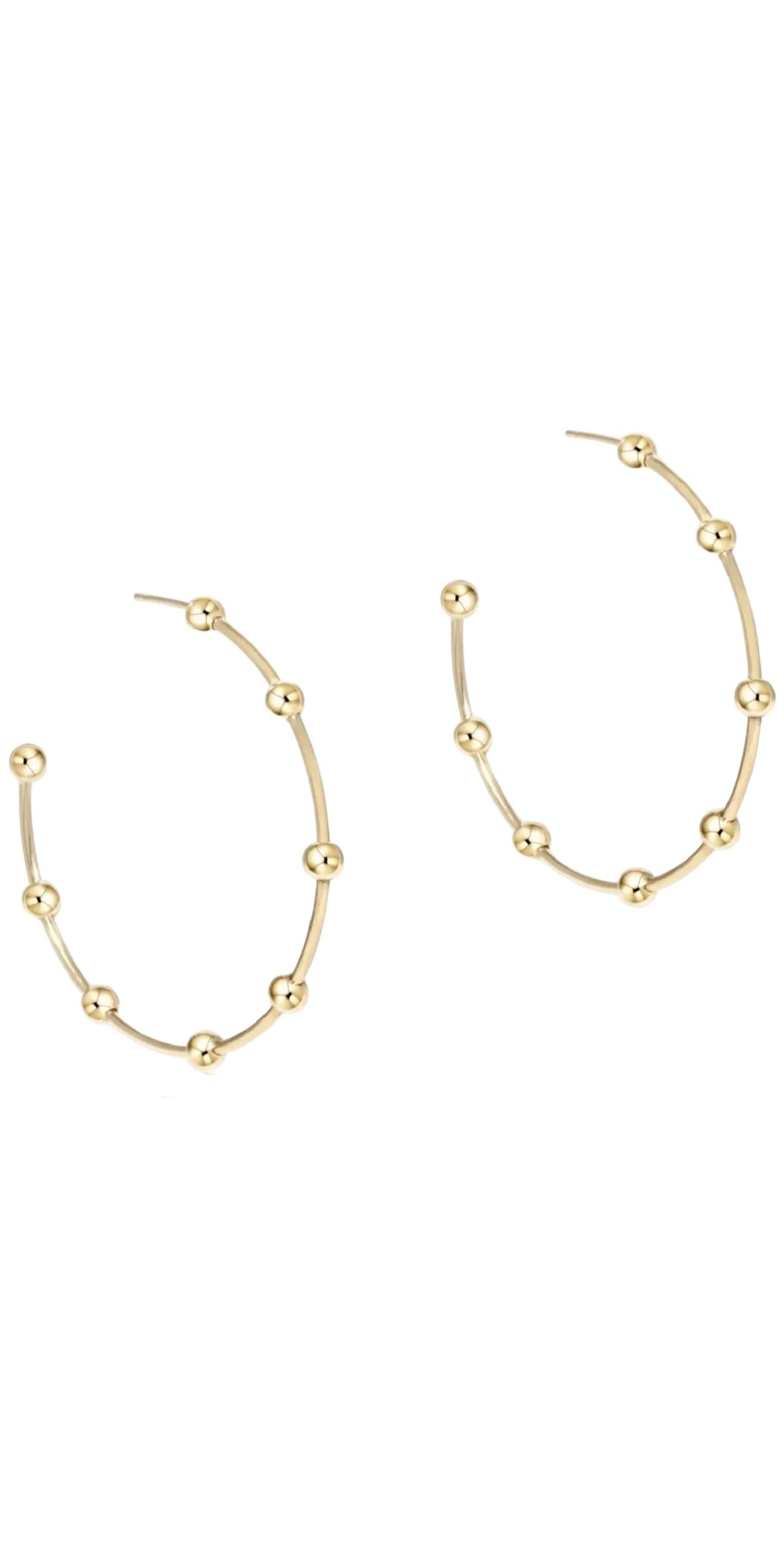 ENewton Beaded Simplicity 1.5" Post Hoop - 4mm Gold