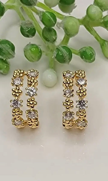 Double Floral Rhinestone Hoops