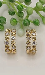 Double Floral Rhinestone Hoops