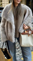 Margie Drama Oversized Lapel Faux Fur Coat