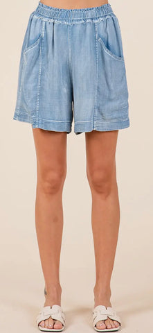 Washed Chambray Shorts - 2 Colors