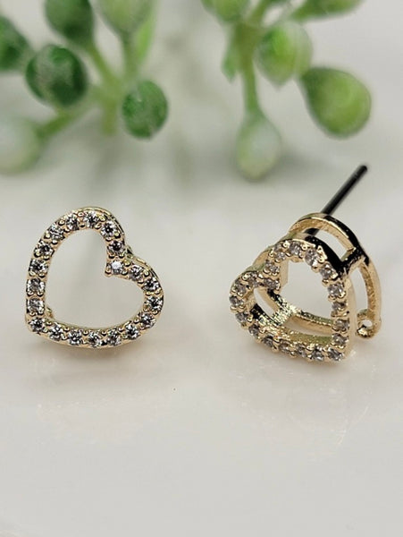 Skelton Heart Earrings - Gold