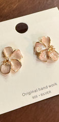 Floral Enamel Drop Earrings with Sparkling Accents