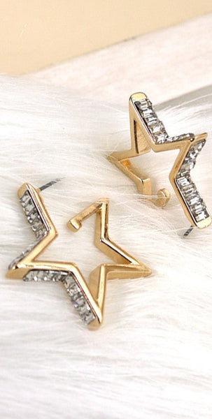 Baguette Stone Star Earrings